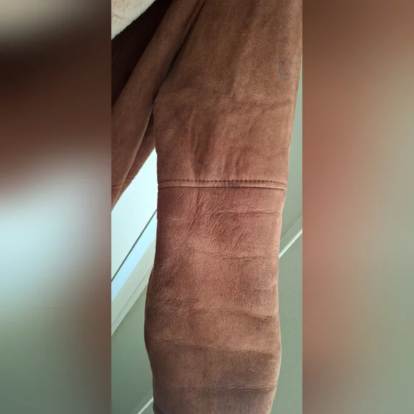 Hide society canada genuine sheepskin coat  sz 10 has stains Chocolate Brown - Picture 6 of 13